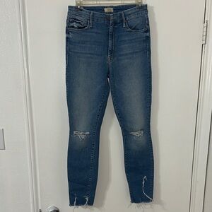 MOTHER High waisted looker ankle fray